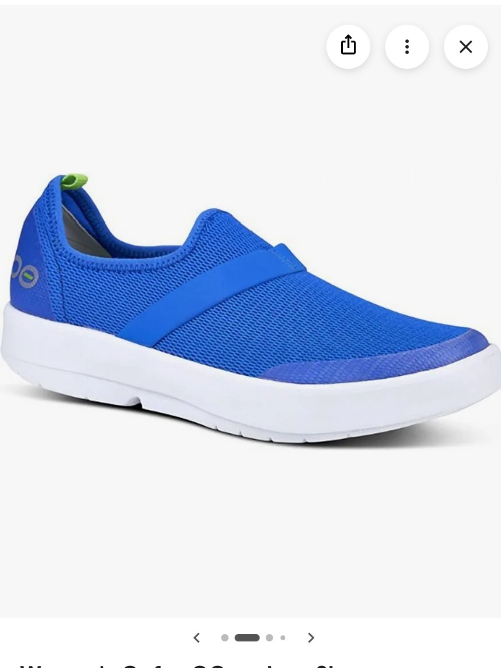 NWT Oofos Slip On 4 Way Stretch OOmg Low with Recovery Technology Blue/White W 8